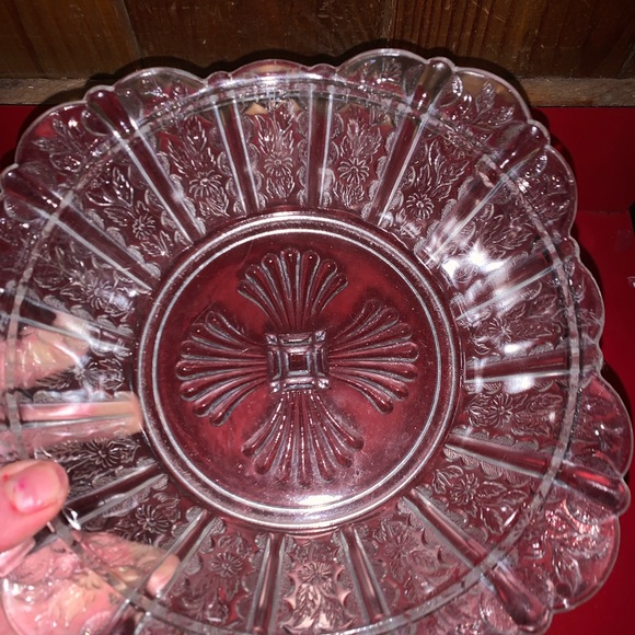 EAPG Heavily Etched Square Glass Bowl - Picture 6 of 9